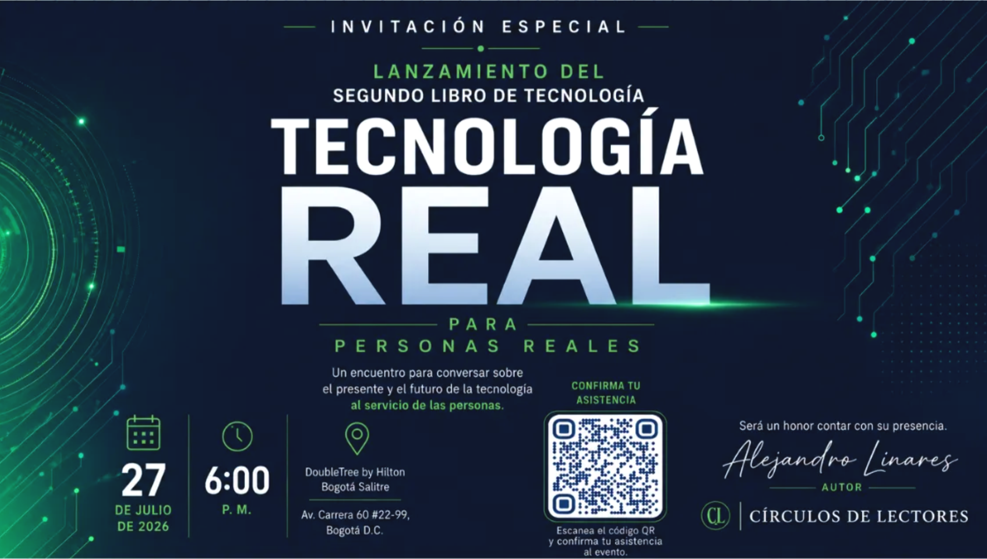 Jhon Alejandro Linares presenta Tecnología real para personas reales, un libro para entender la innovación desde una mirada humana